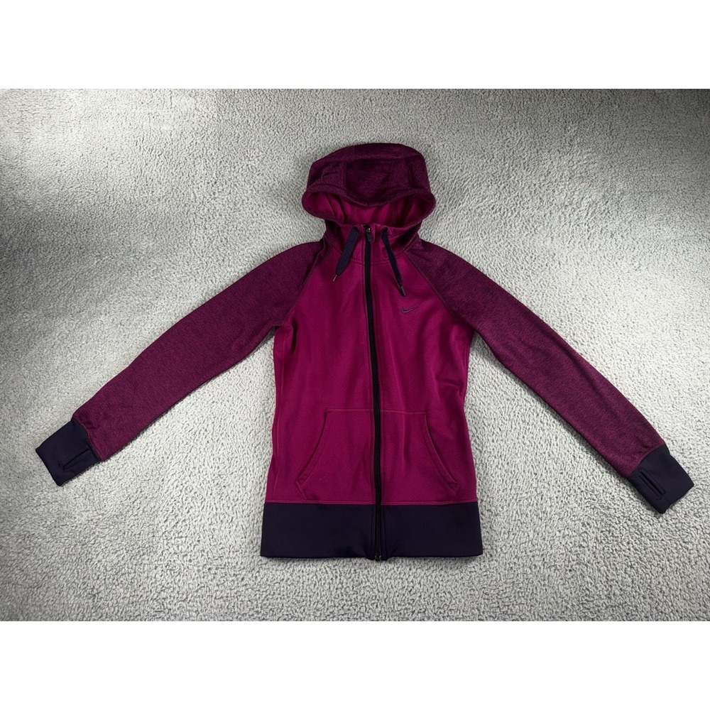 Nike Tehrmfit Hoodie Women XS Full Zip Thumb Holes Fleece